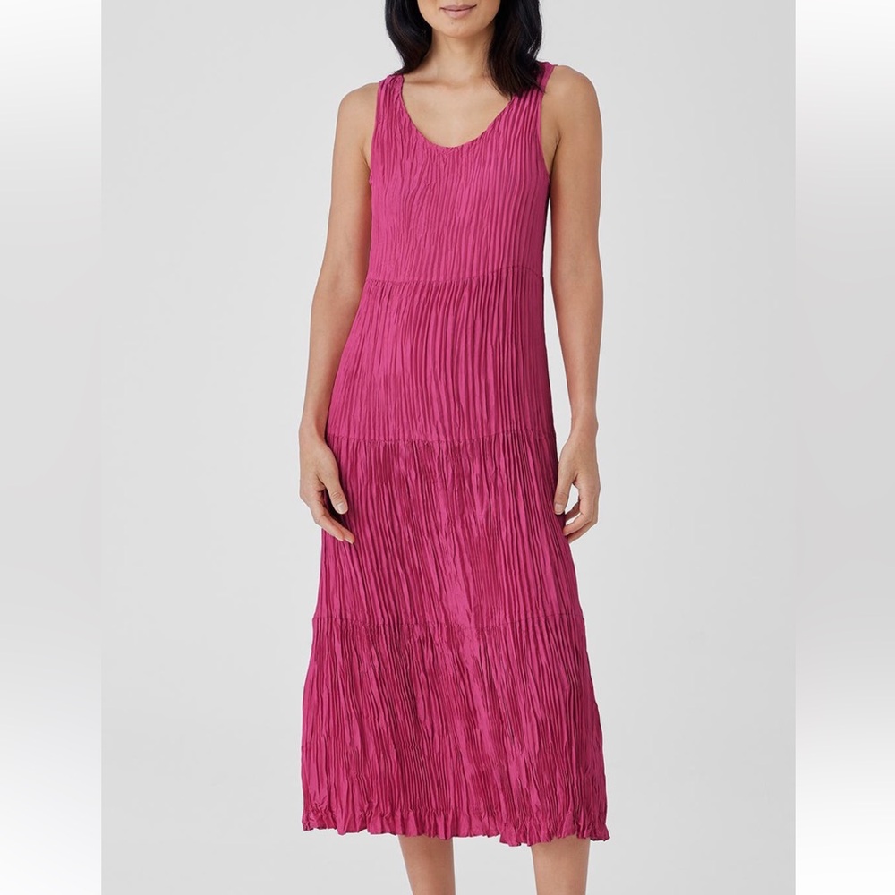 Eileen Fisher Fuchsia Pleated Midi Dress